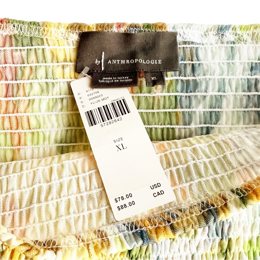 Anthropologie Rouen Yellow and Orange Floral Print Smocked Top X-Large - Picture 3 of 4